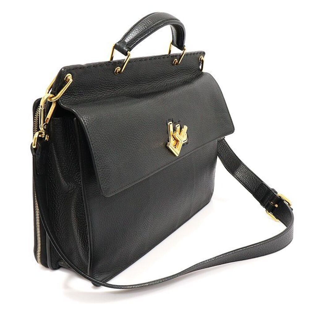 Black Calfskin Gold-plated Selleria Double Face Briefcase - Picture 3 of 7